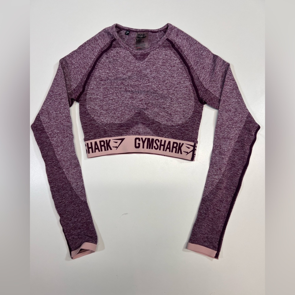 ⚠️SOLD⚠️Gymshark Cropped Compression Long Sleeve Heather Purple + Pink